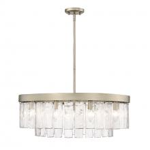  1768-9 WG-HWG - Ciara WG 9 Light Chandelier in White Gold with Hammered Water Glass Shade